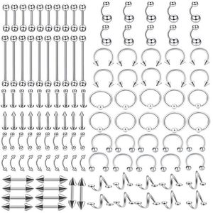 Qiamni 120pcs lot titanyum seksi burun dudak kıkırdak tragus kaş halkaları esir boncuk halka delici gövde mücevher230U