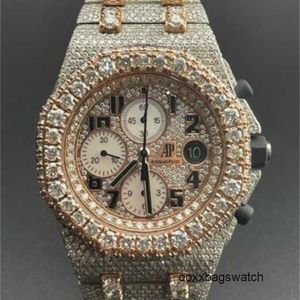 الساعات الآلية الميكانيكية Audpi Swiss Made Watch Abby Royal Oak Offshore Rose Gold/Steel Natural Diamond Watch HB4H