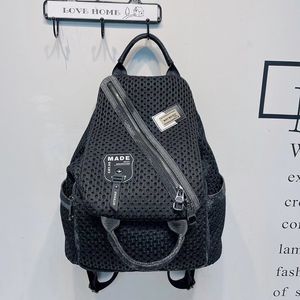 New Casual Backpack Mesh Backpack Personalized Oblique Zipper Fashion Bag Simple Versatile Commuter Bag