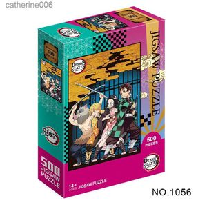 Pussel 500/1000 -stycken Jigsaw -pussel för vuxna Demon Slayer Japanese Anime Series Kimetsu Cartoon Kids Education Enlighten Toys Giftl231025