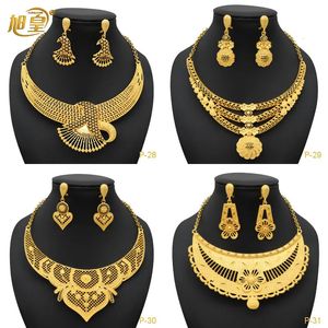 Wedding Jewelry Sets XUHUANG France Luxury Plated Jewelry Set For Women Dubai Bridal Wedding Necklace And Earrings Set African Necklace Choker Gifts 231025