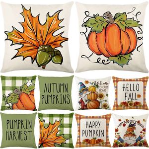 Kudde Thanksgiving Dekorativ kudde Cover Maple Leaves Pumpkin Dwarfs Tryckt kudde Cover Autumn Home Couch Decor Throw Pillow Case 231025