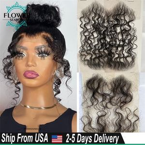 Koronkowe peruki HD Baby Hair Stripes 4pcs Curly Human Edge Body Fave Fala Swiss Loweline Passek dla kobiet 231024