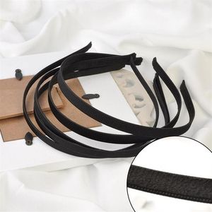 10 pçs 5mm 10mm fita de gorgorão preta coberta de metal liso headbands com veludo volta forrado fio hairbands diy acessórios de cabelo159m