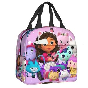Ice Packs/Isothermic Bags Custom Cartoon Gabbys Dollhouse Lunch Bag Men Women Gabby Mercat Cooler Thermal Insulated Lunch Boxes for Kids School 231025