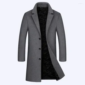 Men's Wool Winter Men&#39;s Coat Solid Long Sleeve Woolen Jackets Fleece Men Overcoat Streetwear Fashion Trench Jacket Outerwear