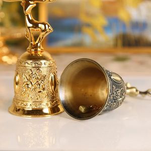 Christmas Decorations Handbell Cute Brass Handbell Table Bell Call Bell Fashion Mini Elk Pattern Metal Reindeer Decoration Creative Christmas Gifts 231023