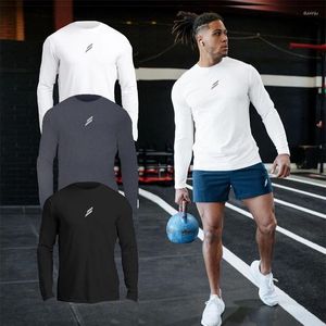 Erkek Tişörtleri Spor Uzun Kollu T-Shirt Sonbahar Kış Yuvarlak Boyun Taytları Streç Nefes Alabilir Koşu Eğitim Fitness Giysileri