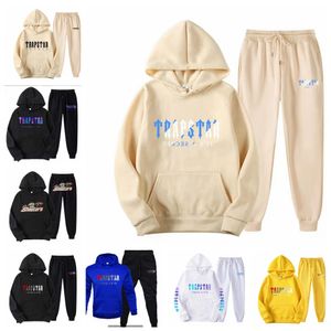 Mens hoodie Trapstar Tracksuit Rainbow Hooded Full Rainbow Embroidery Plysch Letter Decoration Thick Sportkläder Män och kvinnor Sportkläder Dräkt Dragkedja Byxor