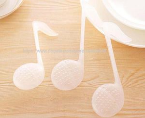 50st Novely Music Note Plastic Tespoon Tea Spoon tesked Filter TEA Infuser Tea Strain Sile Diffuser White2906133