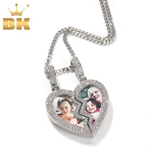 Chokers THE BLING KING Broken Heart P o Magnetic Frame Pendant 2 Pictures Iced Out Cubic Zirconia Hiphop Jewelry Valentine's Day Gift 231025