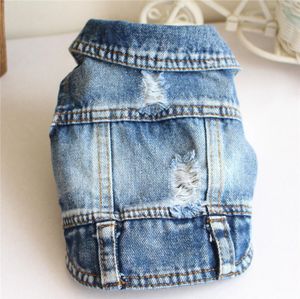 Kot Pet Köpek Yelek Gömlekleri Giysileri Yaz Yavru Köpek Kedi Deliği Denim Tshirt Sıradan Kovboy Ceket Küçük Köpekler Chihuahua Coat Costume5181535