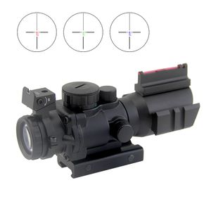 Mirino da cecchino 4x32mm Rosso Verde Blu Illuminato Mil-dot Scope Tattico Fibra ottica Mirino reflex 4x Lente d'ingrandimento Caccia Airsoft Gun Sight