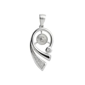 925 Sterling Silver Blank Pendant Inställningar BASE CUBIC ZIRCONIA Pearl Findings Diy Jewellery Making 5 Pieces270f