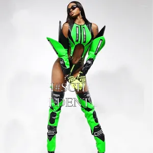 Stage Wear Donna Pole Dance 4 colori fluorescenti Gogo Dancer Costumi Abbigliamento Nightclub DJ Team Rave Outfits