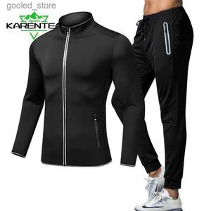 Tute da uomo Giacca da corsa da uomo ad asciugatura rapida da jogging abbigliamento sportivo attillato allenamento riflettente tuta da corsa abbigliamento da palestra abbigliamento sportivo a compressione Q231025