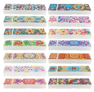 Pinturas DIY Forma especial Pintura de diamante Estuche para lápices 2 rejillas Papelería Caja de almacenamiento Joyería Mandala Bordar Niños Giftr17979957