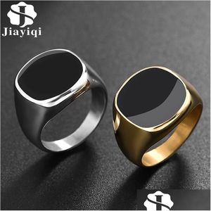 Band Rings Mens Ring Punk Rock Smooth Stainless Steel Signet For Men Hip Hop Party Jewelry Drop Delivery Dhgarden Otnww
