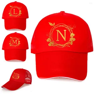 Ball Caps Red Baseball Cap For Women Men Washed Cotton Snapback Casual Summer Sun Visor Female Wreath Letter Print Outdoor Sport Hat