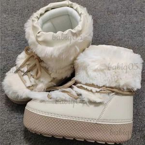 Boots 2023 Winter Fur Boots Women Snow Boots Lace-up Platform Non-Slip Waterproof Leather Ankle Ski Boots Female Real Fur Cotton Boots T231025