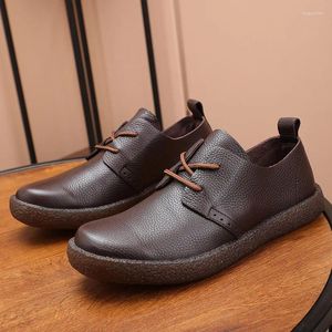 Kleid Schuhe Weiches Leder Herren Casual Business Bequeme Qualität Atmungsaktives Rindsleder Schnürung Schwarz Fahren Loafers Mann