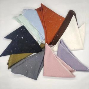 Laços brilhantes bolso quadrado masculino terno casamento noivo lenço marrom branco sólido lantejoulas hanky vestido formal lenço no peito acessórios