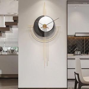 Wall Clocks Living Room Clock Decoration Gift Hands Gold Home Pieces Round Black White Modern Design Kitchen Saat Decor