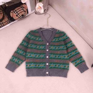 New baby cardigan high quality Stripe design kids sweater Size 100-160 CM Single Breasted V-neck baby Knitted Jacket Oct25