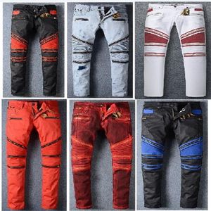 2017 Nya Robin Mens Jeans Zipper Classic Gold Metal Wing Robins Mens Designer Jeans Biker Jeans Wash Patted Cowboy Slim Denim Pan263T