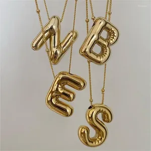Chains 26pcs Bubble Alphabet Letter Necklace Jewelry Personalized 3D Balloon Initial Pendant For Women