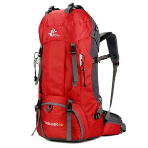 Utomhusväskor gratis riddare 60L camping vandring ryggsäckar väska turist nylon sport för klättring reser med regntäck 231024