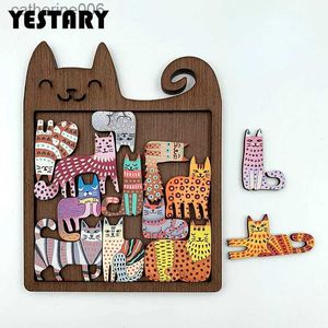 Bulmacalar Yestary 3d kedi ahşap bulmaca oyuncakları beyin tease jigsaw bulmaca oyuncak yüksek zorluk tahta parti oyun bulmaca oyuncak yetişkin çocuklar için hediyeler231025