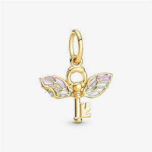 100% 925 Sterling Silver Winged Key Pendant Fit European Necklace Bracelet Fashion Jewelry making for women gifts229w