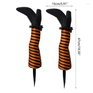 Garden Decorations 1 Pair Witch Legs With Stakes Witches Feet Halloween Prop Holiday Ornament 40JA