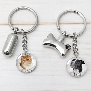 Keychains Lanyards Pet Po Keychain Pet Memorial Keychain med Cremation Urn Pet Ashes Keyring For Dog Cat Pet Pet Loss Memory Gift Sympathy Gift 231025