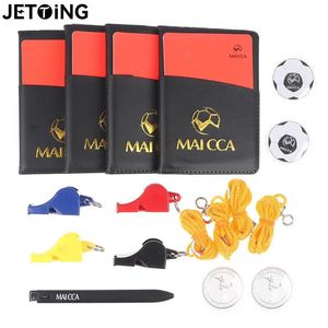 Andra idrottsartiklar Soccer Whistle Domare Coin Football Cards With Pen Notebook Wallet Set Training Fair Play Kast Professional Sports Equipment 231024