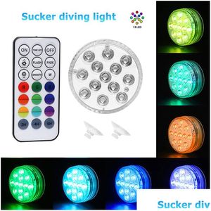 Rgb Submersible Light With Magnet 13 Led Underwater Night Easy Carrying For Bar Swimming Pool Party Decoration Drop Delivery