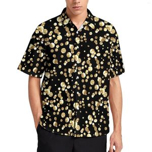 Herren Freizeithemden Gold Dot Shirt Retro Print Urlaub Lose Hawaiianische Mode Blusen Kurzarm Design Übergroße Kleidung