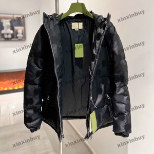 Xinxinbuy Men Designer Coat Jacket Paris Nylon Double Letter Jacquard Fabric Down Longeple Women White Black Blue S-3XL