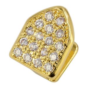 Gold Silber Farbe Iced Out CZ Grillz Voller Diamant Zähne Grills Zahn Kappe Hip Hop Dental Mund Zähne Zahnspangen262f