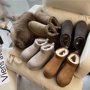 Kar Botları Tasarımcı Boot Winter Boot Kadın Erkekler patik Klasik Kahverengi Bailey Yay Kısa Kısa Beyaz Deniz Ebony Çim 35-45