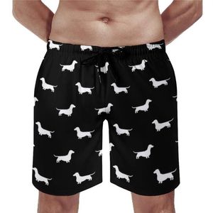 Men's Shorts Wiener Dog Print Board Dachshund Silhouette Beach Short Pants High Quality Males Classic Design Swimming TrunksM196e