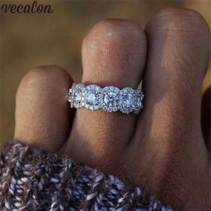 Vecalon Elegant ring 925 Sterling Silver Diamond Engagement wedding band rings For women Bridal Fine Party Finger Jewelry Gift263e