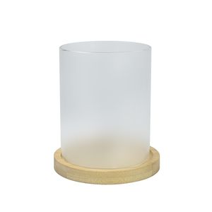 Sublimation Clear Glasses Flower Pots And Thermal Frosted Glasses Planters With Bamboo Pedestal LG19