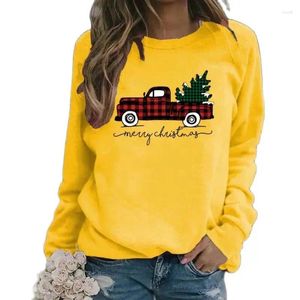 Kadın Hoodies Noel Kamyon Baskı Uzun kollu gevşek kapüşonlu kış kıyafetleri kadınlar harajuku anime sweatshirt sweatshirt büyük boyutlu