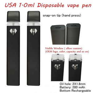 1,0 ml jednorazowe pióro Vape Dostosowanie dostępnych 280 mAh aktualizowane baterię ceramiczne strąki grube urządzenia olejowe Producent Pensjusza