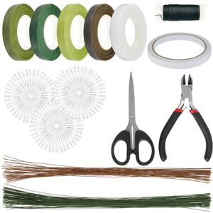 Kit de ferramentas para arranjo floral de flores decorativas com fita 26 calibre haste fio 22 flexível