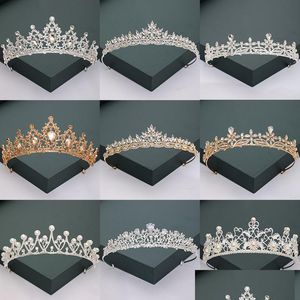 Tiaras Gold Sier Color Tiaras And Crowns For Wedding Bride Party Crystal Pearls Diadems Rhinestone Head Ornaments Fashion Accesso Dhga Otzp7