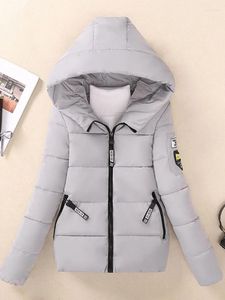 Women's Jackets Ayunsue Slim Women Parkas Winter Thick Casual Hooded Fashion Letter Cotton Warm Short Korean Zipper White Ladies Coats