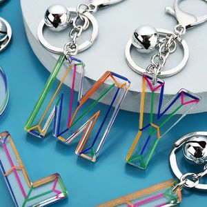 Keychains Lanyards Letter Pendant Harts Key Chains Rings for Women Cute Car Acrylic Glitter Keyring Holder Charm Bag Par Gifts 231025